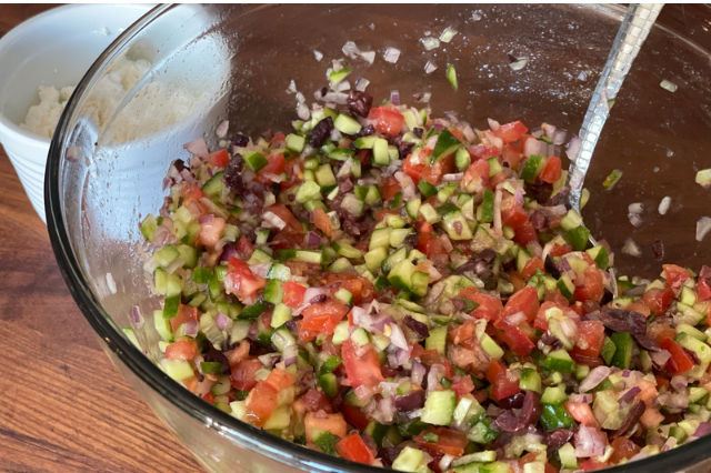 Tomato, Cucumber, Onion, Kalamata olive Salad