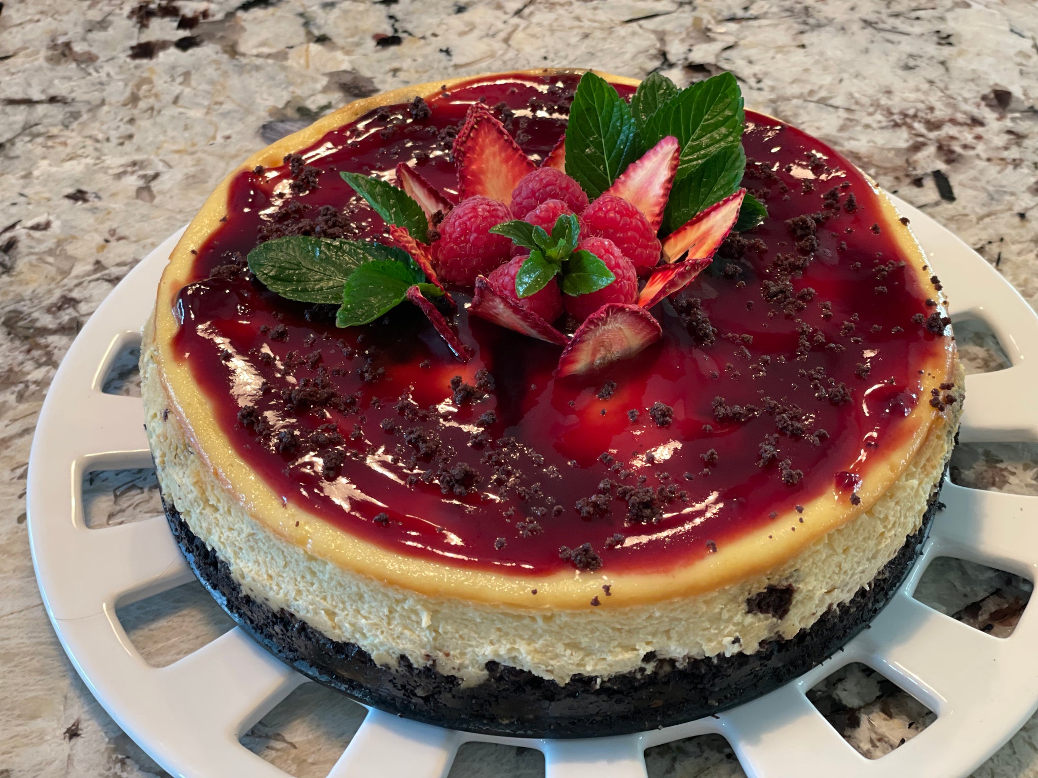 Raspberry Brownie Cheesecake