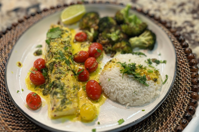 White Fish with Tomatoes and Coconut Milk