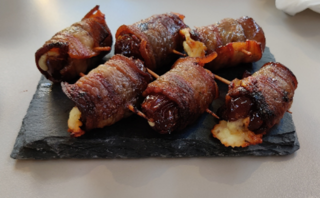 Bacon Wrapped Dates with Manchego Cheese